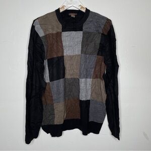 DOCKERS MENS 100% ACRYLIC COLOR BLOCK SQUARE CREWNECK SWEATER SZ XL